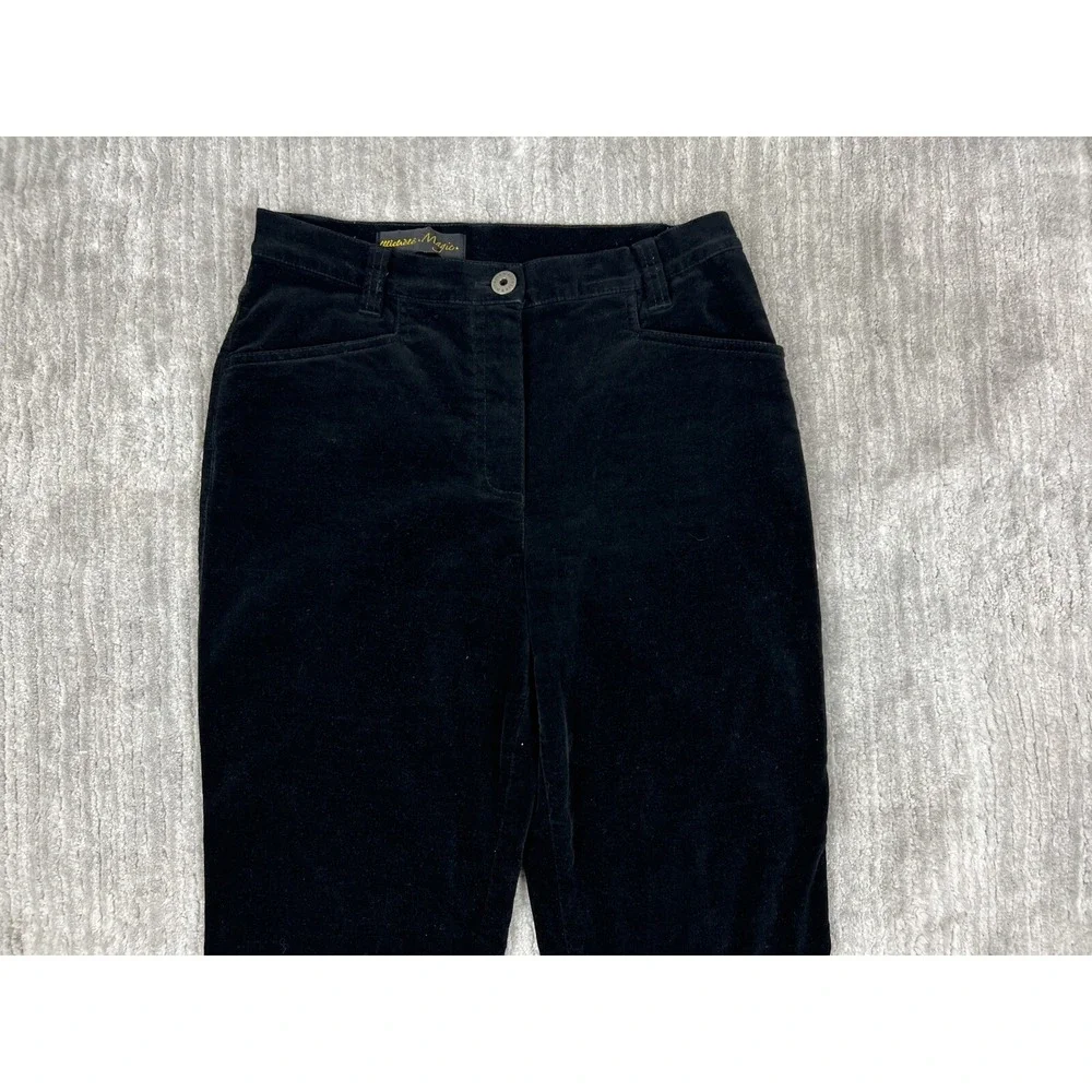 Michèle Magic Velvet Pants Womens 10 Black Straight Leg Shaping Tummy‎ Control
